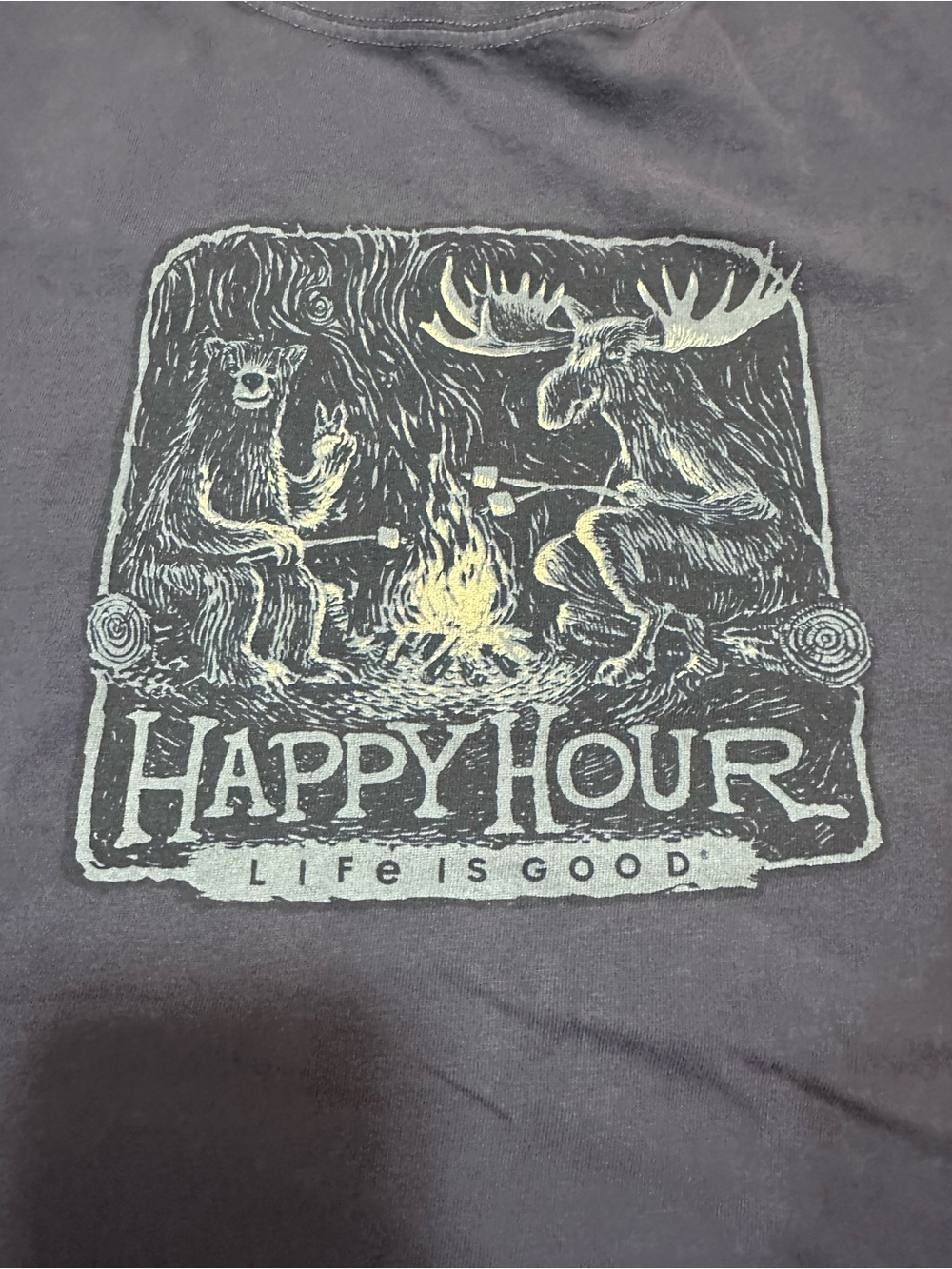 Life Is Good Navy Short-Sleeve 'Happy Hour' Graphic Tee Sz XL crusher